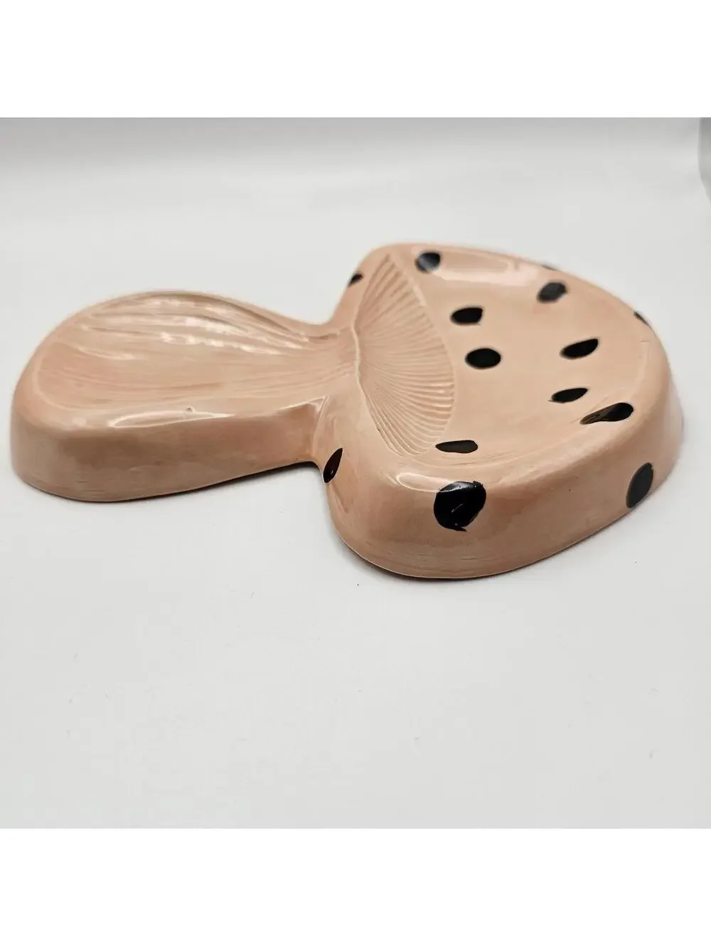 Vintage Handmade Mushroom Spoon Rest Cottagecore Ceramic Trinket Tray Pottery